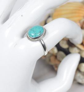 ทองแดงสีฟ้าเทอร์ควอยซ์ 925 เงินสเตอร์ลิงทรงกลมแหวนพลอยเดือนธันวาคม Birthstone วงแหวนที่เรียบง่ายของขวัญสําหรับวันครบรอบ - Product Image 2