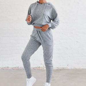 Sudaderas con capucha recortadas deportivas de entrenamiento activo para casual,streetwear,Drop Shoulder, figuras, transpirables, ecológicas, sudaderas con capucha, de punto - Product Image 1