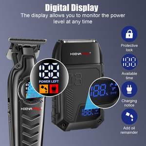 Kit de rasoir électrique sans fil professionnel avec tondeuse de précision, écran LED, double lame, étanche IPX7, lavable - Product Image 3