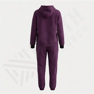 Customize Logo Women Sweatsuit Crop Hoodie Pullover Sweatshirt Straight Leg Pant Jogger Tracksuits Set Fleece Fabrics <b>Apparel</b> - Product Image 2