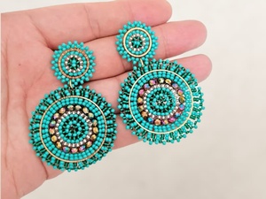 Pendientes Bohemios Tejidos a Mano con Cuentas y Perlas, Tamaño y Diseño Personalizados, Joyería de Aleación para Mujer por MS Handicraft - Product Image 5