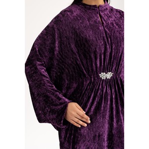 Ensemble coordonné en velours froissé automne IPST-55163 avec col montant, tenue élégante pour occasions festives, nettoyage à sec uniquement - Product Image 5