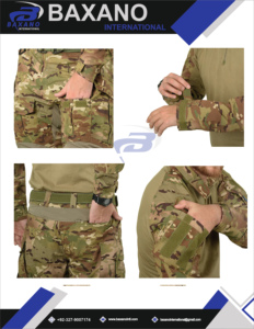 ชุดยูนิฟอร์มทหารลายพรางสไตล์ล่าสุดสำหรับผู้ชาย เสื้อและกางเกงสำหรับฝึกภาคสนาม ชุดทำงานแขนยาวทรงเข้ารูป - Product Image 6