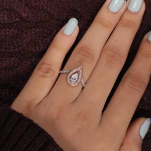 Anillo de Eternidad de Plata de Ley 925 Chapado en Oro de 14K con Perla en Forma de Pera, Anillo de Compromiso y Boda de Lujo para Mujer, Certificado IGI - Product Image 1