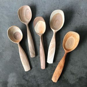 SOUPS Juego de utensilios de cocina de madera de teca natural o acacia con soporte para cuchara Juego de cucharas de cocina de madera y soporte para utensilios - Product Image 1