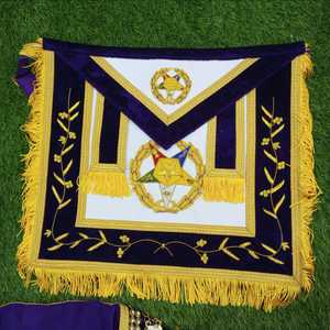 NOUVEAU TABLIER MASONIC REGALIA GRAND ASSOCIATE PATRON AVEC COLLIER ET MANCHETTES-HSE - Product Image 5