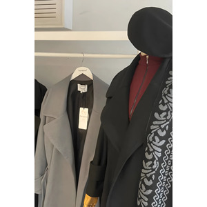 Cappotto in Cashmere elegante taglie forti-nero/grigio - Product Image 1
