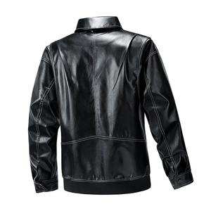 Logotipo personalizado de alta calidad más cremallera negra para montar al aire libre a prueba de viento ropa de manga larga slim fit chaqueta de cuero práctica para hombres - Product Image 2