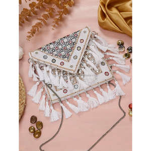 Handmade Eco-Friendly Embroidery Boho Purse Linen Embellished Boho <b>Bag</b> From India - Product Image 1