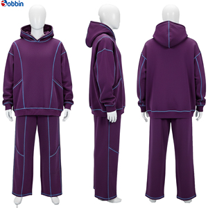 Conjunto de Chándal Personalizado con Logotipo para Hombre, Poliéster/Algodón, Sudadera y Pantalones Deportivos, Estampado con Pedrería, Estilo Holgado, Talla Grande para Invierno - Product Image 6