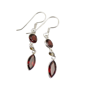 Fashion Girls <b>Garnet</b> Gemstone Drop <b>Earrings</b> 925 Sterling Silver Trendy Party Jewelry - Product Image 1