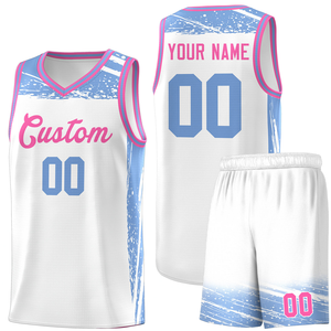Uniforme de Baloncesto Transpirable para Adultos, Talla Grande, Estampado Blanco y Azul Rey, Conjuntos Deportivos de Verano para Amantes del Juego - Product Image 1