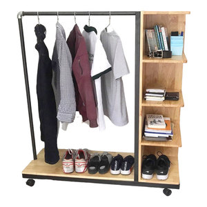 Organizador de Ropa Plegable de Madera Natural para Armario y Tienda de Ropa - Product Image 1