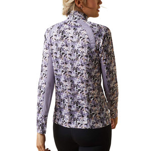 Haut de sport à manches longues pour femme, imprimé floral, col zippé, en polyester - Product Image 2