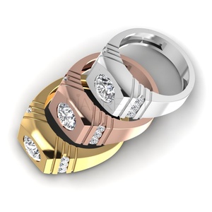 Latest Designed Moissanite Round Cut White Diamond with 925 Sterling <b>Silver</b> <b>Ring</b> Exclusive <b>Solitaire</b> Men's Fancy Diamond <b>Ring</b> - Product Image 6