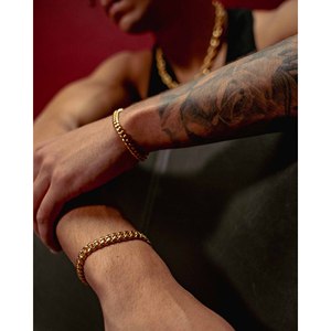 กำไลข้อมือแบบ Cuban Link ขนาด 6 มม. ชุบทอง 14K ดีไซน์เรขาคณิตทันสมัย สไตล์ศาสนา ทำจากสแตนเลส ทองแดง ทองเหลือง ประดับมุก เพชร เหมาะสำหรับเป็นของขวัญ - Product Image 3