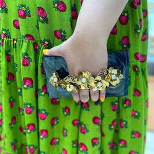 Mid-Century Trending Antique femmes résine pochette qualité sac à main fermeture éclair à la mode Portable chaînes étanches pour soirée - Product Image 1