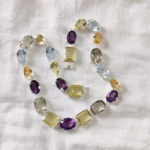Women's Necklace Natural Amethyst Green Amethyst Citrine Gemstone Christmas Handmade Jewelry 925 Sterling Silver <b>Chain</b> Necklace - Product Image 5