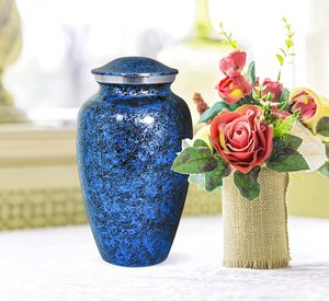 Urna de aluminio azul mármol para adultos para cenizas humanas urnas de cremación para urnas decorativas funerarias - Product Image 1