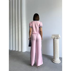 Veste en lin rose pour femme TOPSHOW avec détails en jean, style décontracté léger pour le printemps et l'été - Product Image 4