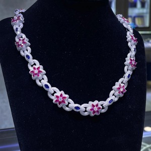 Premium VVS Moissanite Diamant 925 En Argent Sterling Glacé Hip Hop Fleur Collier Chaîne De Mode De Luxe Bling Bijoux Pour Les Femmes - Product Image 3