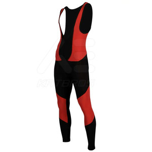 Men's Red Black Color Blocked Bib Tights Fitted Quick Dry Spandex Polyester <b>Cycling</b> Wear Long Length Adult Size - Product Image 6