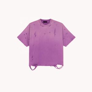 Nueva camiseta recortada lavada desgastada al sol desgastada al por mayor, camiseta cuadrada, fabricante de camisetas de gran tamaño de algodón 100% - Product Image 4