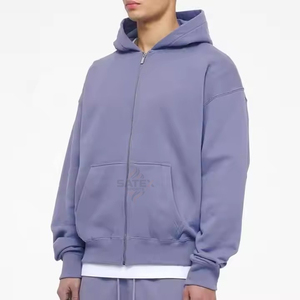 Sweat-shirts personnalisés de haute qualité, logo personnalisé, fermeture éclair, délavage acide, effet usé, unisexe, surdimensionné, 500 GSM, 100% coton, streetwear d'hiver - Product Image 2