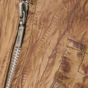 Chaqueta de Motera para Mujer de Alta Calidad, Hecha a Medida, Elegante, de Cuero Genuino Curtido, con Cuello Alto, Dos Bolsillos con Cremallera, Impermeable, para Otoño - Product Image 4