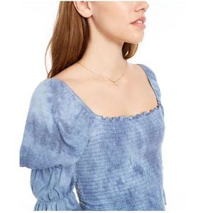 Top Junior Rewash Blu Medio Taglia XS, Tie-Dye con Arricciature e Bordo a Balze, Realizzato in Tessuto Lavorato a Maglia - Product Image 3