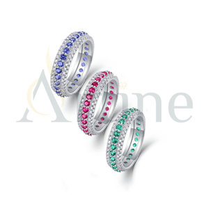 Moissanite Lab Grown Diamond Jewelry Vantage Bandas de compromiso de boda 925 Silver Moissanite Lab Grown Diamond Anillos para mujeres - Product Image 1