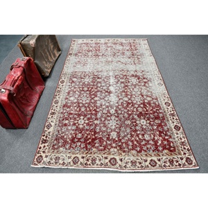 Tapis de 4,2 x 7,3 pieds, tapis vintage, tapis oriental turc en laine rouge - Product Image 1