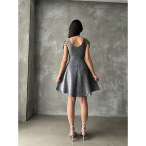 Topshow Women's Elegant <b>Silver</b> Glitter Knitted Polyester Party <b>Dress</b> - Wholesale Sparkle Midi <b>Dress</b> for Special Occasions - Product Image 5