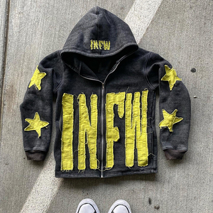 Sweat-shirt à col rond en molleton avec patch brodé personnalisé, 100% coton, coupe ample et courte, pour homme - Product Image 4