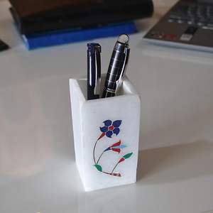 Support de stylo magnétique éclairé en marbre blanc avec technologie de panneau de conception de luxe moderne pour la maison, le bureau et l'école, cadeau de mariage - Product Image 3