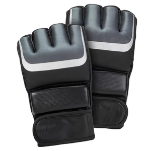 Gants de boxe MMA noirs personnalisés, gants de kickboxing, arts martiaux, entraînement, cuir PU respirant, fermeture à boucle, unisexe adulte SI-68 - Product Image 2