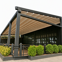 Pergola rétractable à commande à distance, pliante, en aluminium, avec éclairage LED, pare-soleil mural pour patio, jardin, balcon, terrasse, hôtel
