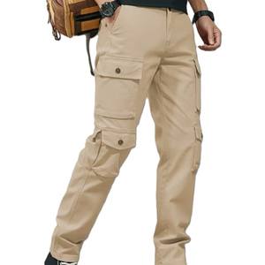 กางเกงวอร์มผู้ชายแบบหลายกระเป๋า กางเกงวอร์มผ้าทอสำหรับผู้ชาย กางเกงลำลองผ้าแคนวาสทรงหลวมตรง - Product Image 1