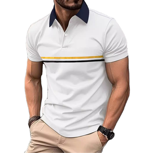 Polo de golf para hombre bordado personalizado al por mayor, camiseta para hombre con patrón impreso de tela de sarga de poliéster 100%, personalización - Product Image 3