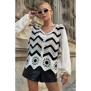 Cardigan da donna con scollatura a V e motivi - Product Image 2