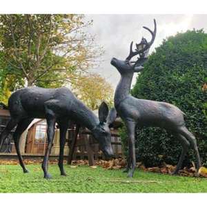 Fighting Large Renos Estatua Jardín Y Granja Estatuilla Escultura al aire libre Modelos a precios asequibles Suministros para eventos Artesanía - Product Image 4