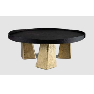 Mesa auxiliar de café de metal de diseño artesanal redonda, mesa de centro de calidad antigua, mesa auxiliar de aluminio de tamaño personalizado, latón. - Product Image 3