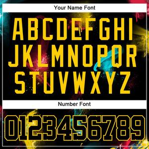 Motif de graffiti personnalisé noir-or 3D authentique maillot de baseball vêtements de sport respirant séchage rapide - Product Image 5