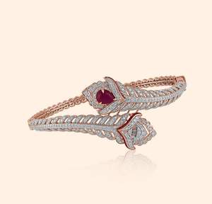 สร้อยข้อมือลูกปัดเพชรธรรมชาติสีโรสโกลด์หรูหราสำหรับผู้หญิง & ทอง14K-ของขวัญการหมั้น - Product Image 1