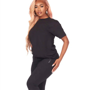 Conjunto de chándal de camiseta para mujer cómodo y elegante-Perfecto para ropa informal y atlética-Tela de alta calidad - Product Image 3