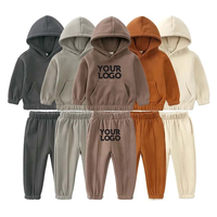 Conjunto Deportivo de Forro Polar para Niños, Sudadera con Capucha y Pantalones Jogger a Juego, con Logotipo Personalizado, para Niños y Niñas Pequeños, de Dos Piezas, Ropa Casual de Algodón Suave