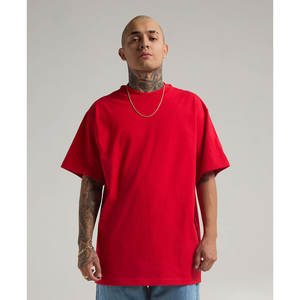 Haute qualité grand Fitness T-Shirt grande taille Streetwear mode Fit hommes solide col rond coton mélangé Orange T-Shirt - Product Image 5