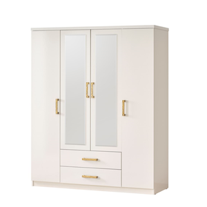 Athome GIRONA4 Convertible Cream 2-Door Wooden <b>Wardrobe</b> with Elegant Design Gold Handles Bedroom Furniture Made in Turkey - Product Image 1