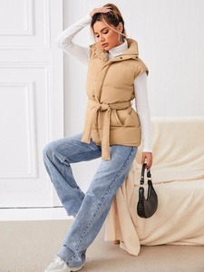 เสื้อแจ็คเก็ตขนเป็ดแขนกุดมีซิปเต็มรูปแบบ - Product Image 4