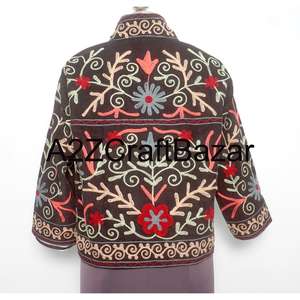 Designer Women's Embroidered Cotrise <b>Jacket</b> Premium Traditional Ethnic Breathable Nonwoven Autumn Winter Spring Outerwear - Product Image 5